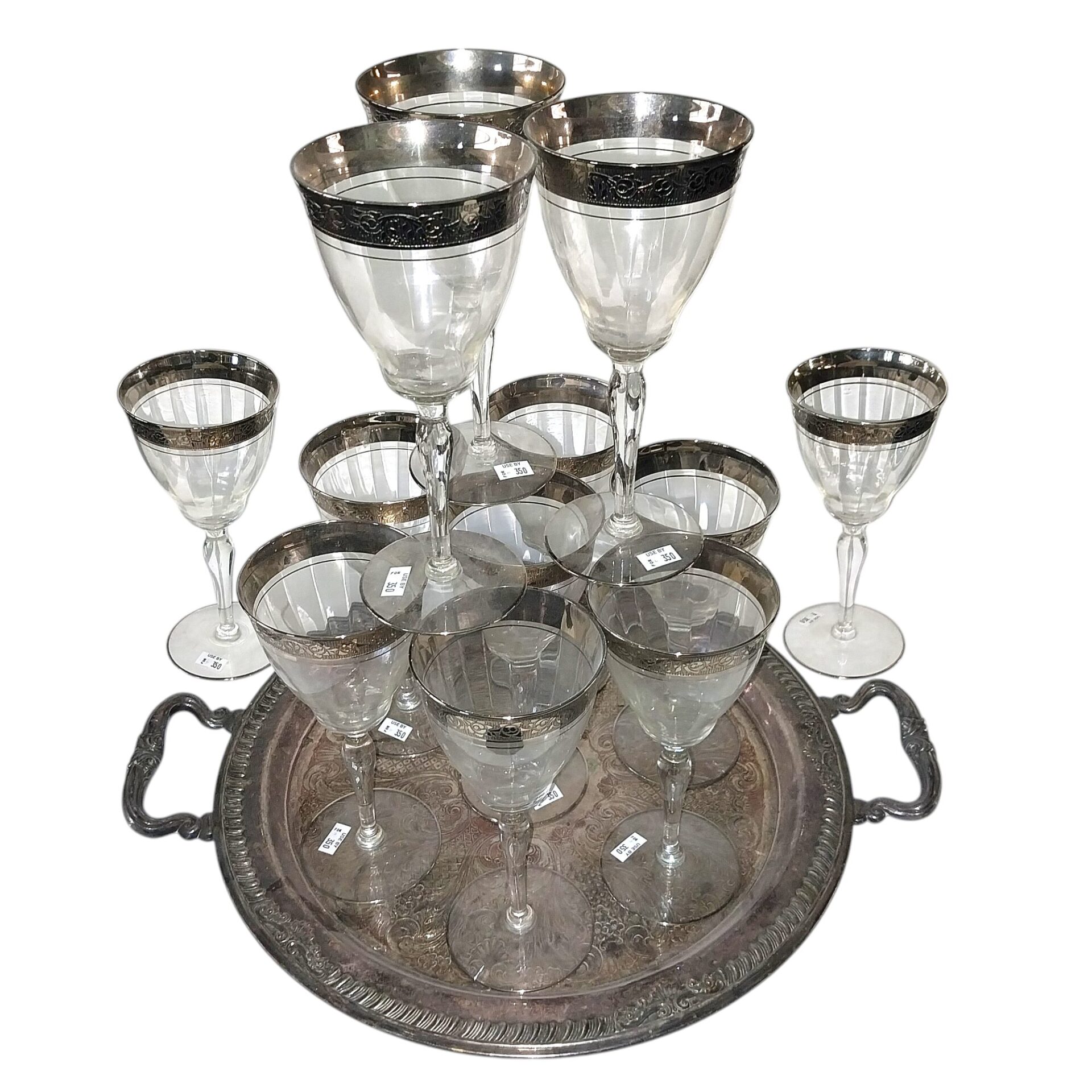 Glass Stemware and Silverplate Set